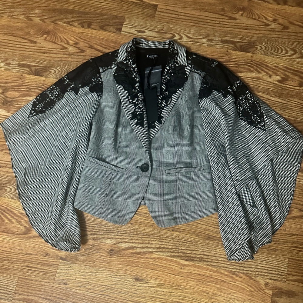 🆕 NWT BEBE DRITA HOUNDSTOOTH BLAZER SIZE 2 MRSP$229 - Picture 11 of 14